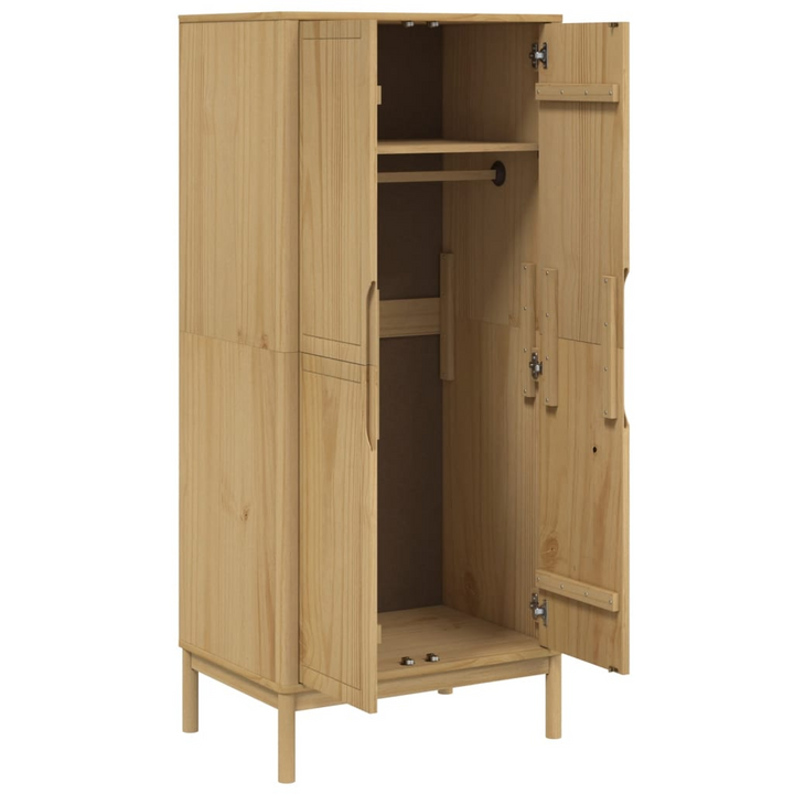 FLORO Wardrobe in Wax Brown - Elegant Solid Pine Wood Closet with Ample Storage (77x53x171 cm) - Premium  from Home Treasures - Just £346.99! Shop now at Home Treasures