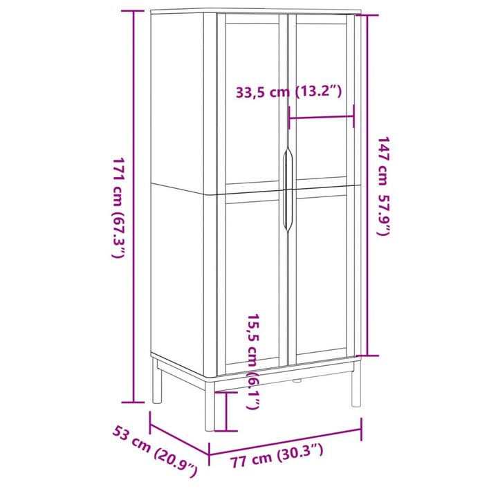 FLORO Wardrobe in Wax Brown - Elegant Solid Pine Wood Closet with Ample Storage (77x53x171 cm) - Premium  from Home Treasures - Just £346.99! Shop now at Home Treasures