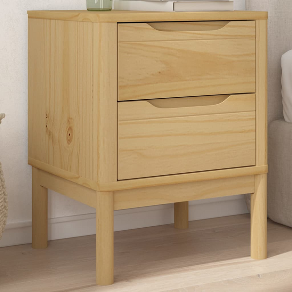 Elegant FLORO Bedside Cabinet - Wax Brown, Solid Pine Wood, 2 Drawers, 45x39x57 cm - Premium  from Home Treasures - Just £99.99! Shop now at Home Treasures