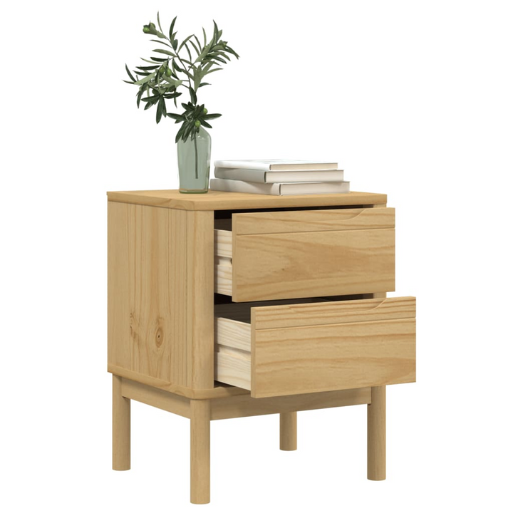 Elegant FLORO Bedside Cabinet - Wax Brown, Solid Pine Wood, 2 Drawers, 45x39x57 cm - Premium  from Home Treasures - Just £99.99! Shop now at Home Treasures