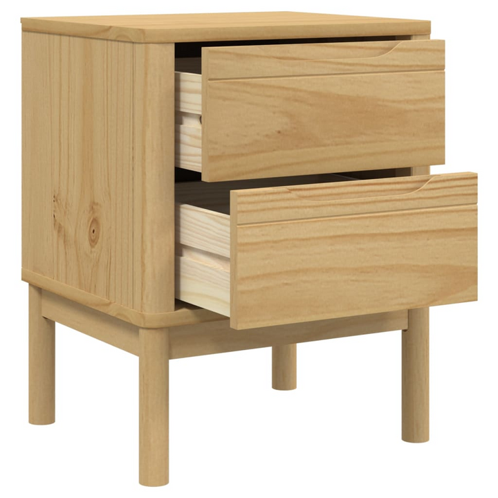 Elegant FLORO Bedside Cabinet - Wax Brown, Solid Pine Wood, 2 Drawers, 45x39x57 cm - Premium  from Home Treasures - Just £99.99! Shop now at Home Treasures