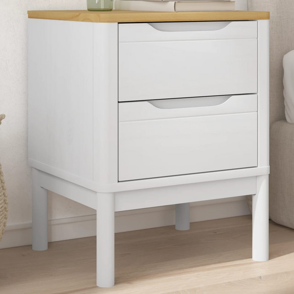 FLORO Bedside Cabinet in White - Solid Pine Wood, 2 Drawers, 45x39x57cm | Elegant & Sturdy Nightstand - Premium  from Home Treasures - Just £75.99! Shop now at Home Treasures