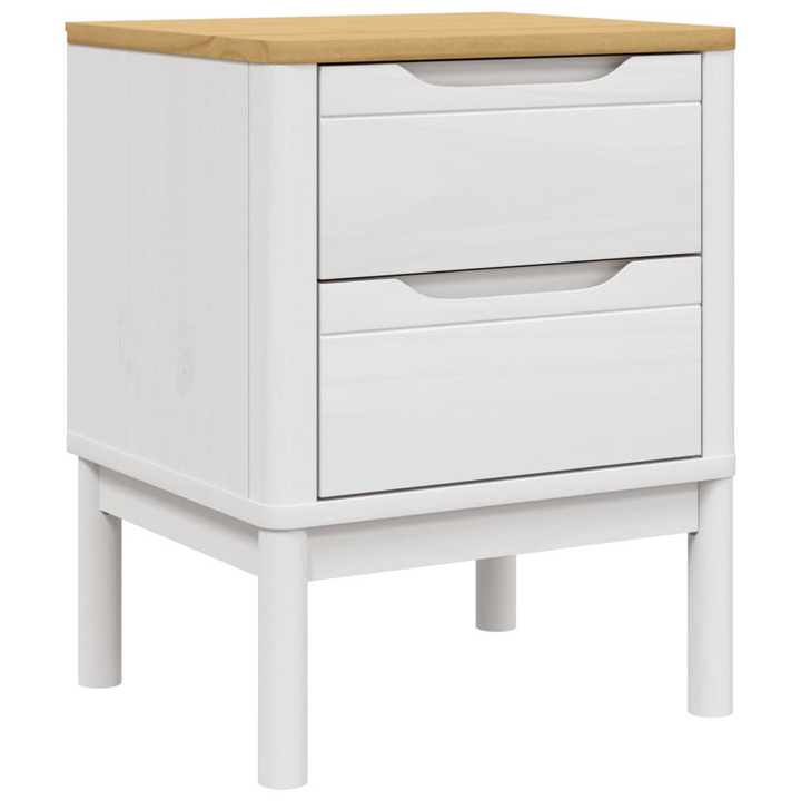 FLORO Bedside Cabinet in White - Solid Pine Wood, 2 Drawers, 45x39x57cm | Elegant & Sturdy Nightstand - Premium  from Home Treasures - Just £73.99! Shop now at Home Treasures