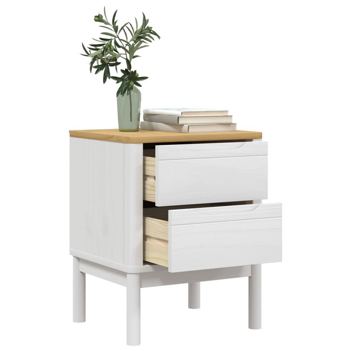 FLORO Bedside Cabinet in White - Solid Pine Wood, 2 Drawers, 45x39x57cm | Elegant & Sturdy Nightstand - Premium  from Home Treasures - Just £73.99! Shop now at Home Treasures