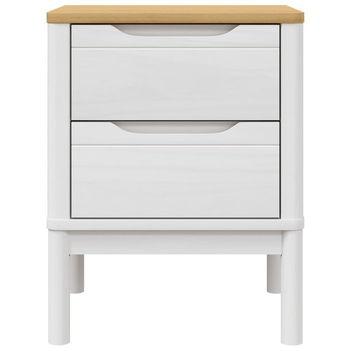 FLORO Bedside Cabinet in White - Solid Pine Wood, 2 Drawers, 45x39x57cm | Elegant & Sturdy Nightstand - Premium  from Home Treasures - Just £73.99! Shop now at Home Treasures