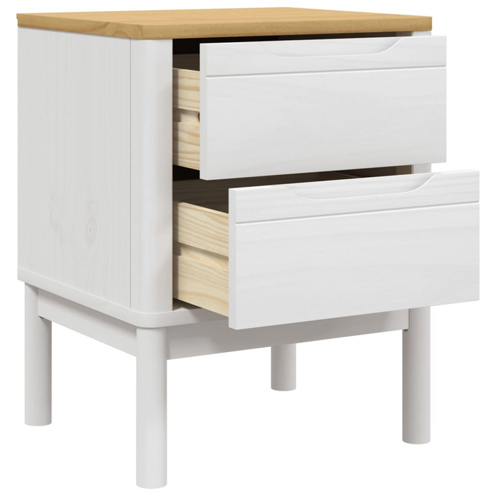 FLORO Bedside Cabinet in White - Solid Pine Wood, 2 Drawers, 45x39x57cm | Elegant & Sturdy Nightstand - Premium  from Home Treasures - Just £73.99! Shop now at Home Treasures