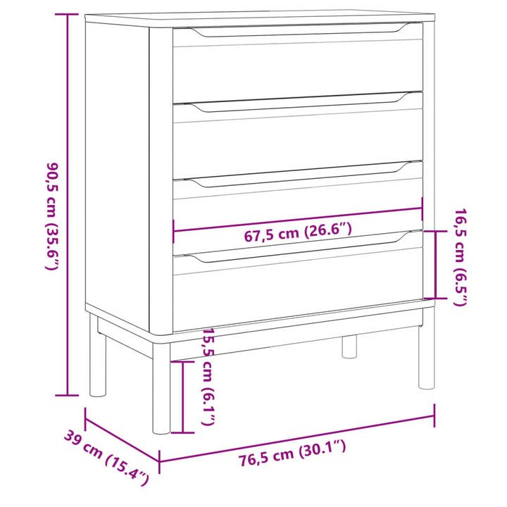 FLORO White Solid Wood Pine Chest of Drawers - Ample Storage, Durable & Sturdy - Premium  from Home Treasures - Just £183.99! Shop now at Home Treasures