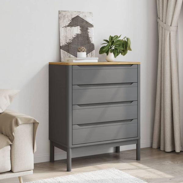 FLORO Chest of Drawers in Grey - Solid Pine, 4 Spacious Drawers, Classic Design - Premium  from Home Treasures - Just £181.99! Shop now at Home Treasures