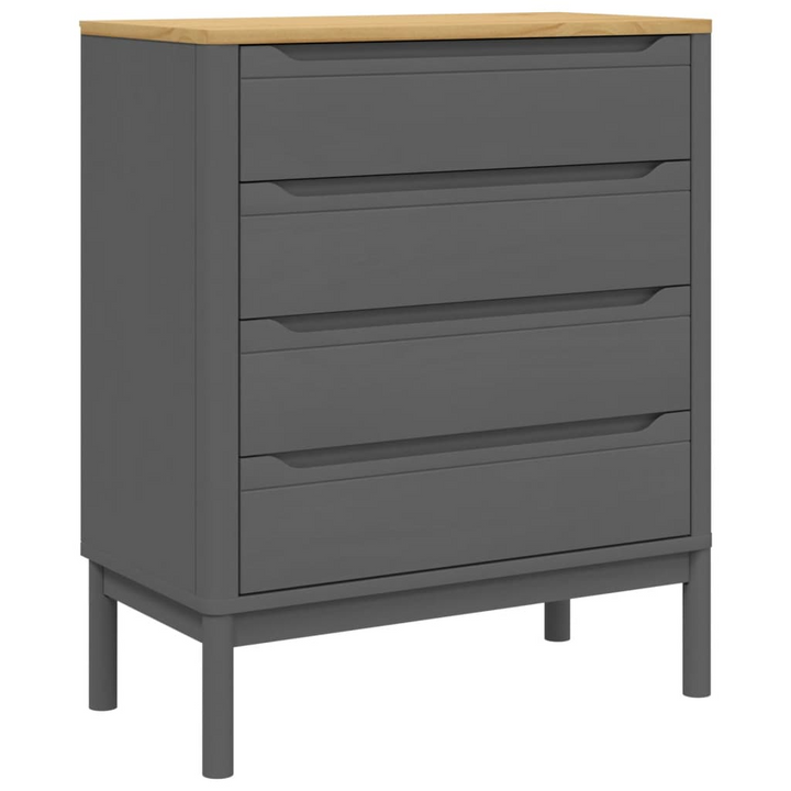 FLORO Chest of Drawers in Grey - Solid Pine, 4 Spacious Drawers, Classic Design - Premium  from Home Treasures - Just £181.99! Shop now at Home Treasures