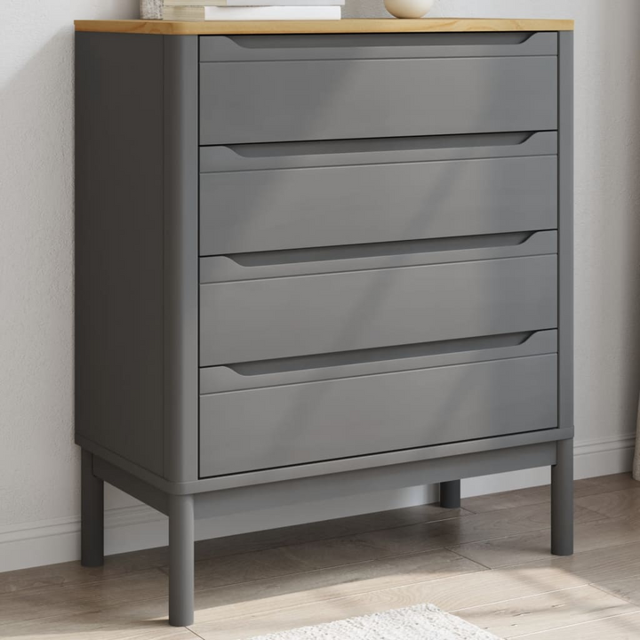 FLORO Chest of Drawers in Grey - Solid Pine, 4 Spacious Drawers, Classic Design - Premium  from Home Treasures - Just £181.99! Shop now at Home Treasures