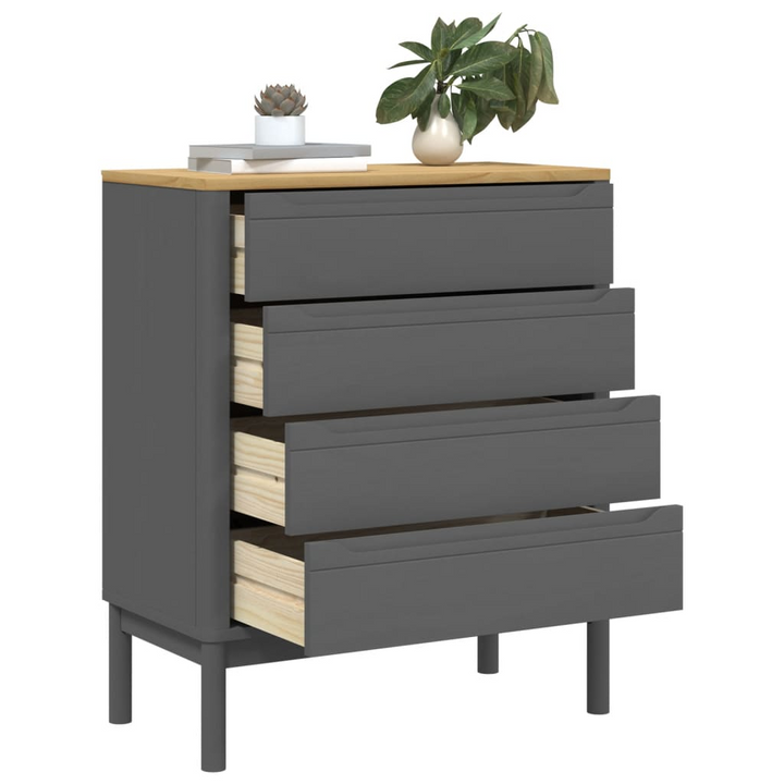 FLORO Chest of Drawers in Grey - Solid Pine, 4 Spacious Drawers, Classic Design - Premium  from Home Treasures - Just £181.99! Shop now at Home Treasures