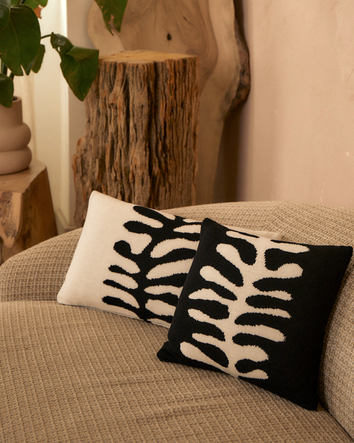 Organic Shape Wool & Cashmere Knitted Cushion - Luxuriously Soft, Sustainable, Handmade Black Cushion - Premium  from Home Treasures - Just £44.99! Shop now at Home Treasures