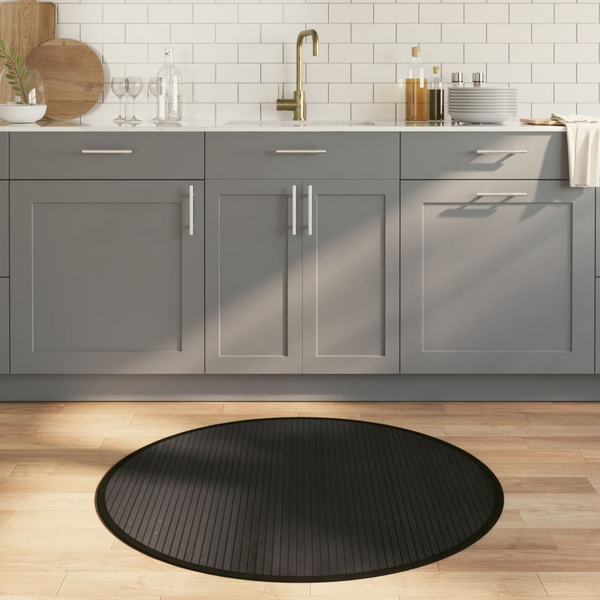 Round Bamboo Rug - Black, 100 cm Diameter | Natural, Durable & Anti-Slip - Premium  from Home Treasures - Just £20.99! Shop now at Home Treasures