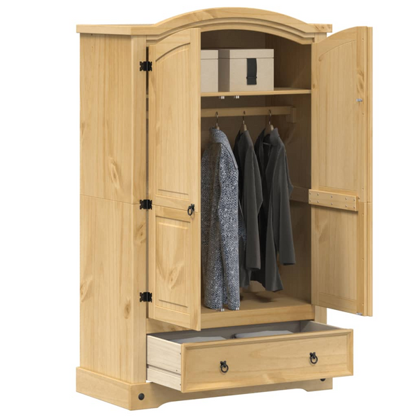 CORONA Wardrobe - 101x52x170 cm - Solid Pine Wood, Honey Wax Finish - Rustic & Durable Storage Solution - Premium  from Home Treasures - Just £376.99! Shop now at Home Treasures