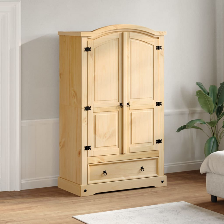 CORONA Wardrobe - 101x52x170 cm - Solid Pine Wood, Honey Wax Finish - Rustic & Durable Storage Solution - Premium  from Home Treasures - Just £376.99! Shop now at Home Treasures