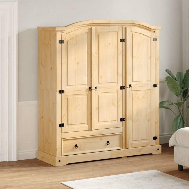 CORONA Wardrobe 151.5x52x170 cm | Solid Pine Wood Storage Cabinet with Shelves & Drawer - Rustic Charm and Practical Storage - Premium  from Home Treasures - Just £585.99! Shop now at Home Treasures