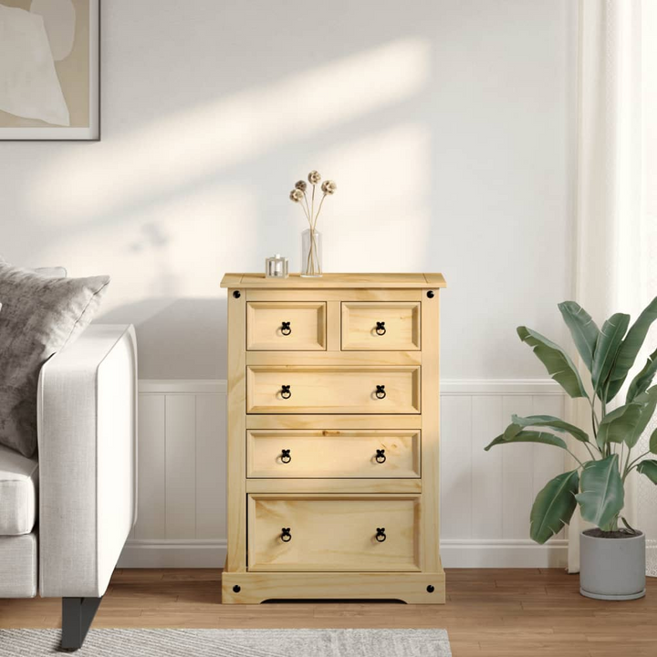 CORONA Chest of Drawers - 80x43x114 cm Solid Pine Wood | Stylish & Functional Storage Solution - Premium  from Home Treasures - Just £209.99! Shop now at Home Treasures