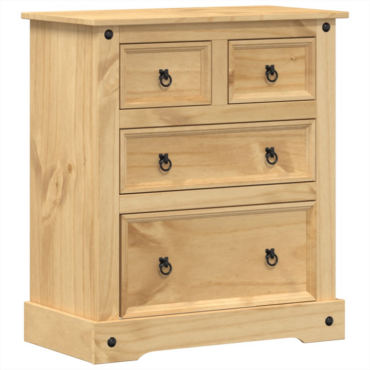 CORONA Solid Pine Wood Chest of Drawers - Rustic 4 Drawer Storage Cabinet - 80x43x91 cm - Premium  from Home Treasures - Just £167.99! Shop now at Home Treasures