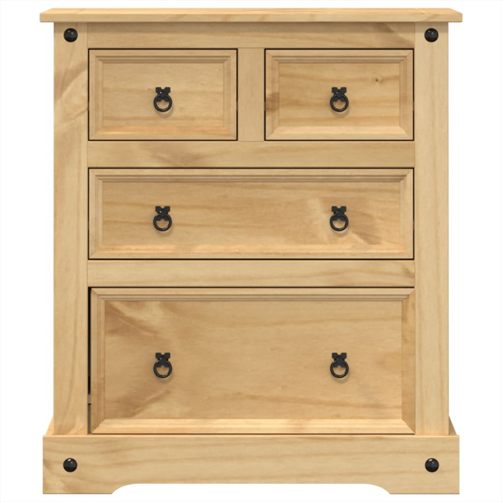 CORONA Solid Pine Wood Chest of Drawers - Rustic 4 Drawer Storage Cabinet - 80x43x91 cm - Premium  from Home Treasures - Just £167.99! Shop now at Home Treasures