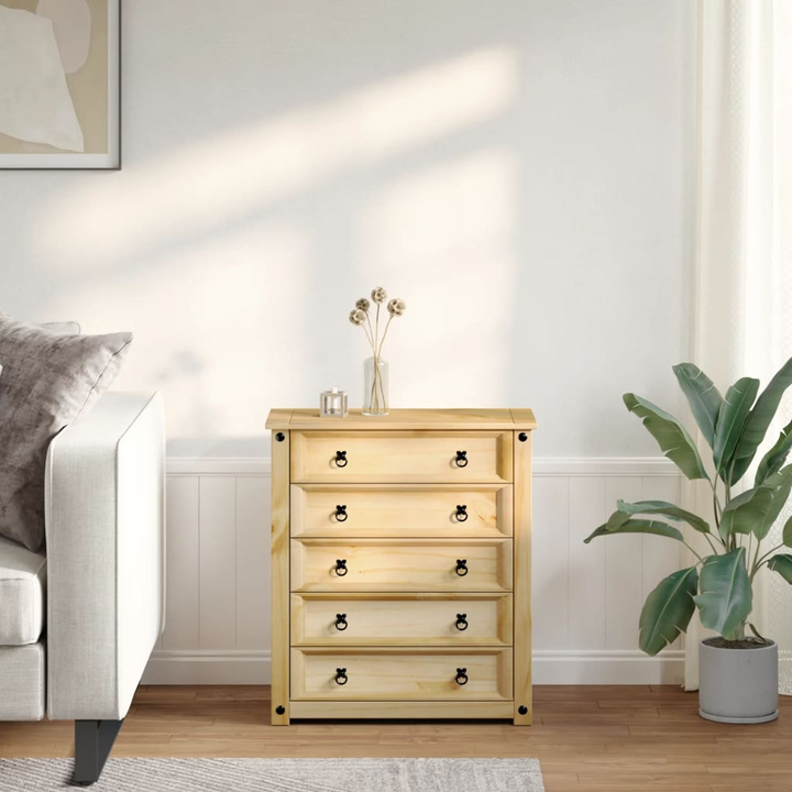 CORONA Chest of Drawers 80x40x89 cm | Solid Pine Wood, Rustic Style, Ample Storage Space - Premium  from Home Treasures - Just £185.99! Shop now at Home Treasures