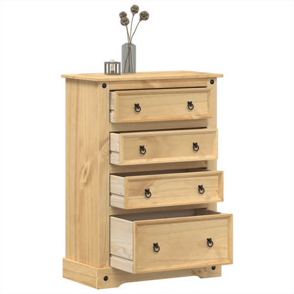 CORONA Chest of Drawers 80x43x114 cm | Solid Wood Pine | 4-Drawer Storage Cabinet | Rustic & Durable Furniture - Premium  from Home Treasures - Just £203.99! Shop now at Home Treasures