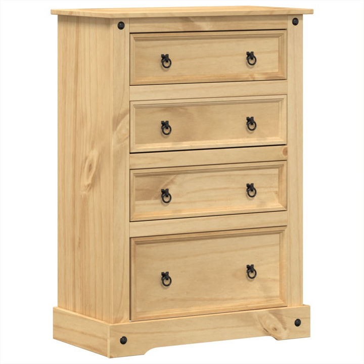 CORONA Chest of Drawers 80x43x114 cm | Solid Wood Pine | 4-Drawer Storage Cabinet | Rustic & Durable Furniture - Premium  from Home Treasures - Just £203.99! Shop now at Home Treasures