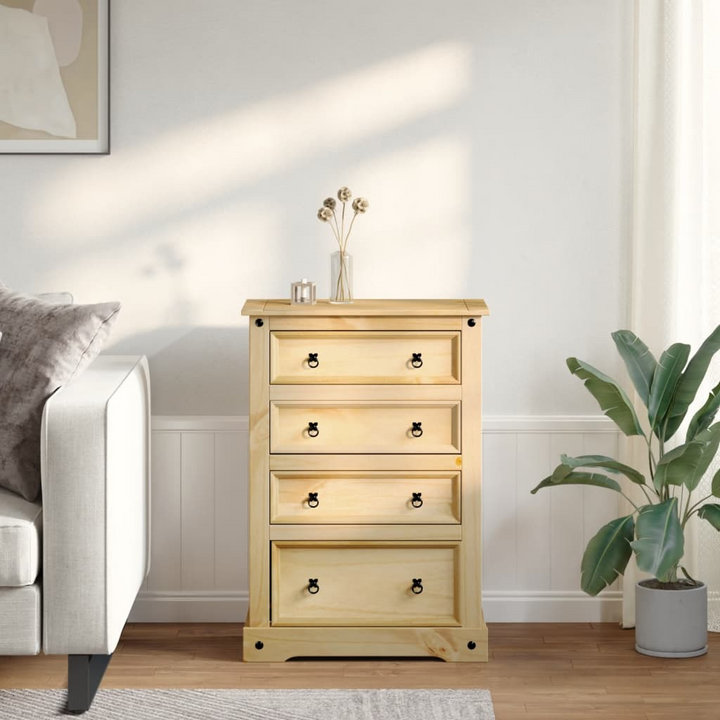 CORONA Chest of Drawers 80x43x114 cm | Solid Wood Pine | 4-Drawer Storage Cabinet | Rustic & Durable Furniture - Premium  from Home Treasures - Just £203.99! Shop now at Home Treasures