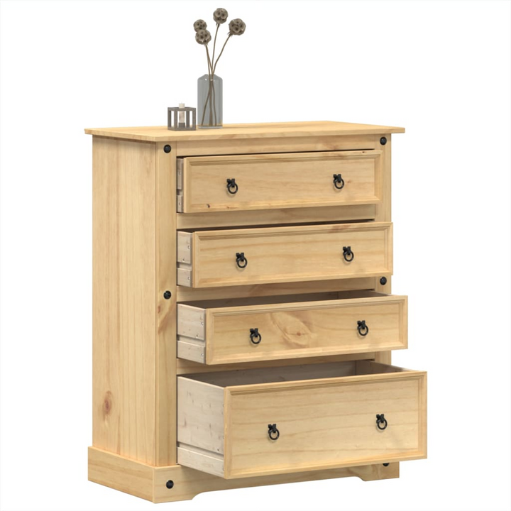 CORONA Chest of Drawers 92x48x120 cm - Solid Pine Wood Storage Cabinet with Elegant Metal Handles - Premium  from Home Treasures - Just £237.99! Shop now at Home Treasures