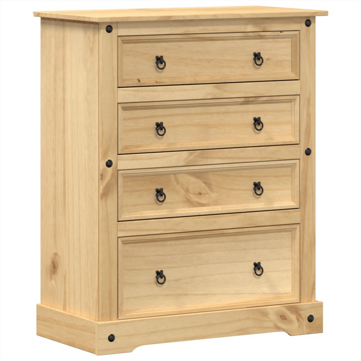 CORONA Chest of Drawers 92x48x120 cm - Solid Pine Wood Storage Cabinet with Elegant Metal Handles - Premium  from Home Treasures - Just £237.99! Shop now at Home Treasures