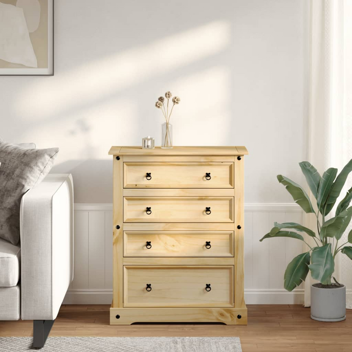 CORONA Chest of Drawers 92x48x120 cm - Solid Pine Wood Storage Cabinet with Elegant Metal Handles - Premium  from Home Treasures - Just £237.99! Shop now at Home Treasures