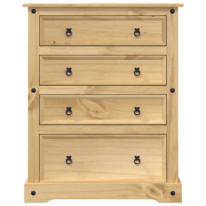 CORONA Chest of Drawers 92x48x120 cm - Solid Pine Wood Storage Cabinet with Elegant Metal Handles - Premium  from Home Treasures - Just £237.99! Shop now at Home Treasures