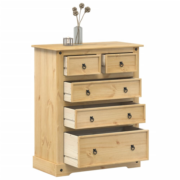 CORONA Solid Wood Pine Chest of Drawers - 5 Spacious Drawers, Classic Design, 92x48x114 cm - Durable and Stylish Storage Solution - Premium  from Home Treasures - Just £239.99! Shop now at Home Treasures