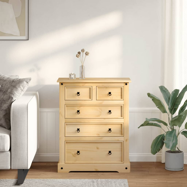 CORONA Solid Wood Pine Chest of Drawers - 5 Spacious Drawers, Classic Design, 92x48x114 cm - Durable and Stylish Storage Solution - Premium  from Home Treasures - Just £239.99! Shop now at Home Treasures