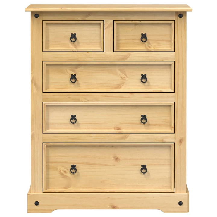 CORONA Solid Wood Pine Chest of Drawers - 5 Spacious Drawers, Classic Design, 92x48x114 cm - Durable and Stylish Storage Solution - Premium  from Home Treasures - Just £239.99! Shop now at Home Treasures