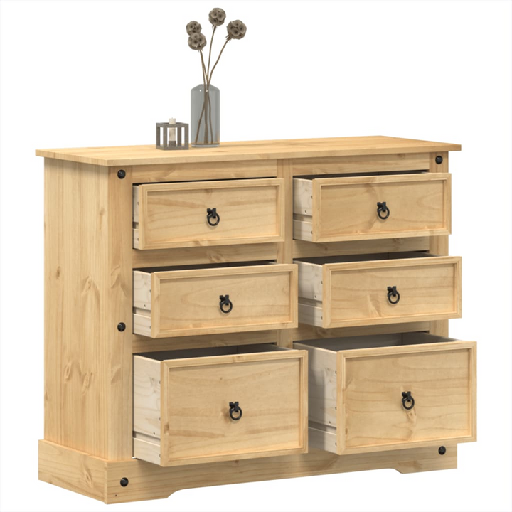 CORONA Solid Wood Chest of Drawers - 110x43x91 cm - Rustic Pine Storage Cabinet with Metal Handles - Durable & Stylish Storage Solution - Premium  from Home Treasures - Just £236.99! Shop now at Home Treasures