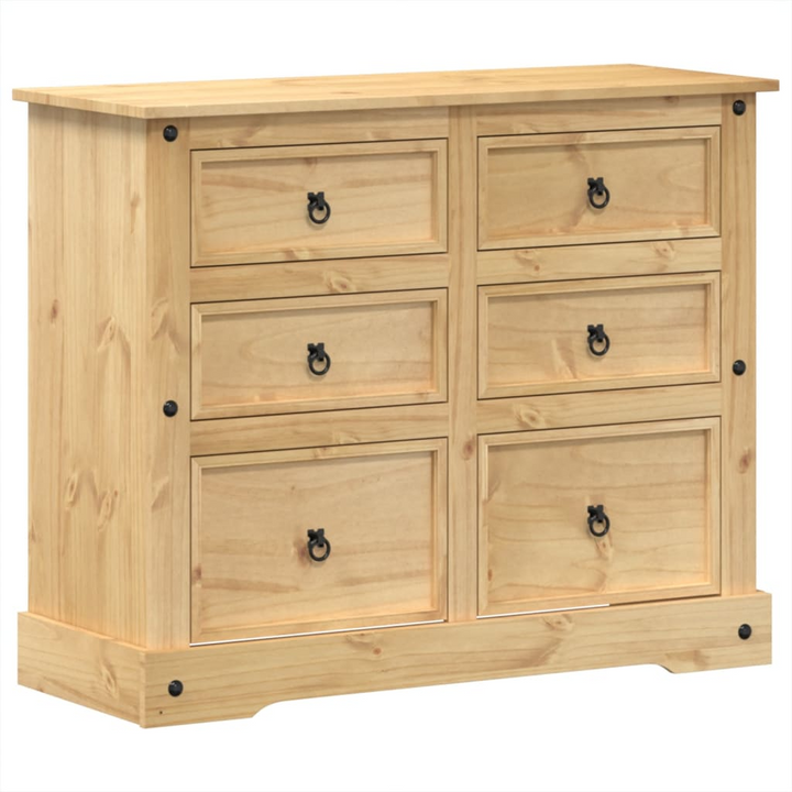 CORONA Solid Wood Chest of Drawers - 110x43x91 cm - Rustic Pine Storage Cabinet with Metal Handles - Durable & Stylish Storage Solution - Premium  from Home Treasures - Just £236.99! Shop now at Home Treasures