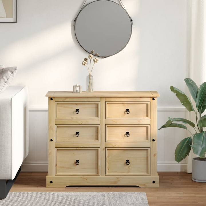 CORONA Solid Wood Chest of Drawers - 110x43x91 cm - Rustic Pine Storage Cabinet with Metal Handles - Durable & Stylish Storage Solution - Premium  from Home Treasures - Just £236.99! Shop now at Home Treasures