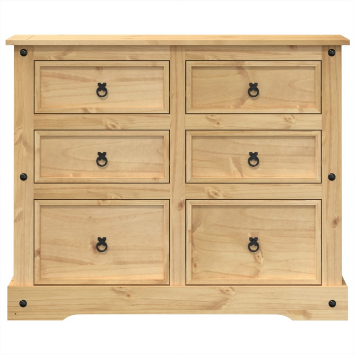 CORONA Solid Wood Chest of Drawers - 110x43x91 cm - Rustic Pine Storage Cabinet with Metal Handles - Durable & Stylish Storage Solution - Premium  from Home Treasures - Just £236.99! Shop now at Home Treasures