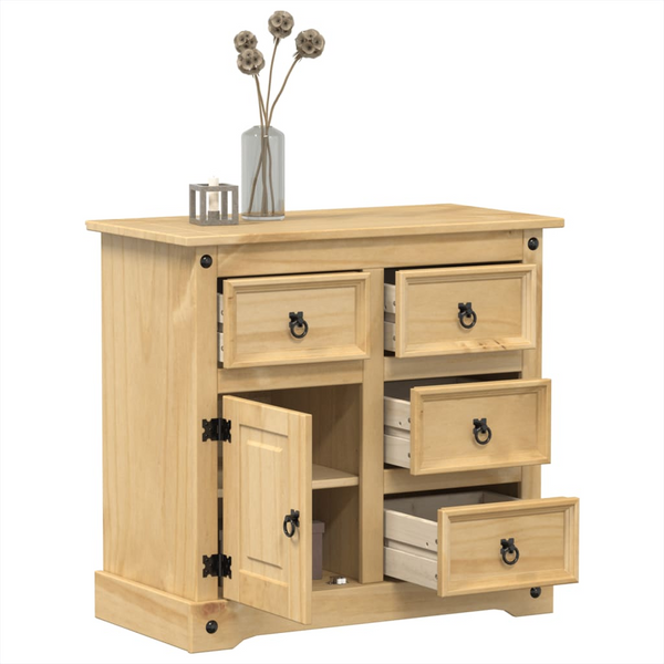 CORONA Rustic Pine Wood Sideboard - 87x40x76 cm | Storage Cabinet with Drawers & Compartments - Premium  from Home Treasures - Just £147.99! Shop now at Home Treasures