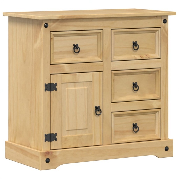 CORONA Rustic Pine Wood Sideboard - 87x40x76 cm | Storage Cabinet with Drawers & Compartments - Premium  from Home Treasures - Just £147.99! Shop now at Home Treasures