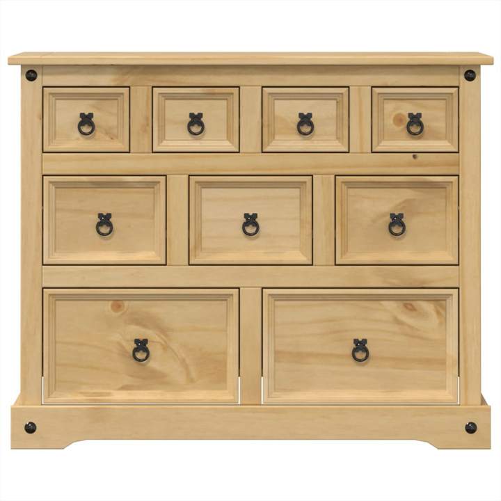 CORONA Solid Pine Wood Chest of Drawers, 103x46x83 cm - 9-Drawer Rustic Storage Cabinet with Honey Wax Finish - Premium  from Home Treasures - Just £225.99! Shop now at Home Treasures