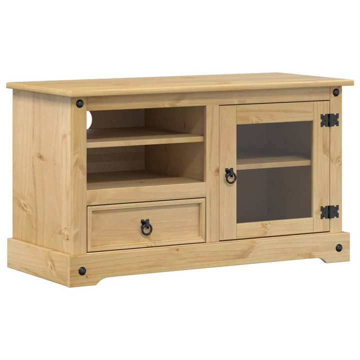 CORONA Solid Wood Pine TV Cabinet - Rustic Media Console with Storage Drawers & Shelves, 100x45x58 cm - Premium  from Home Treasures - Just £162.99! Shop now at Home Treasures