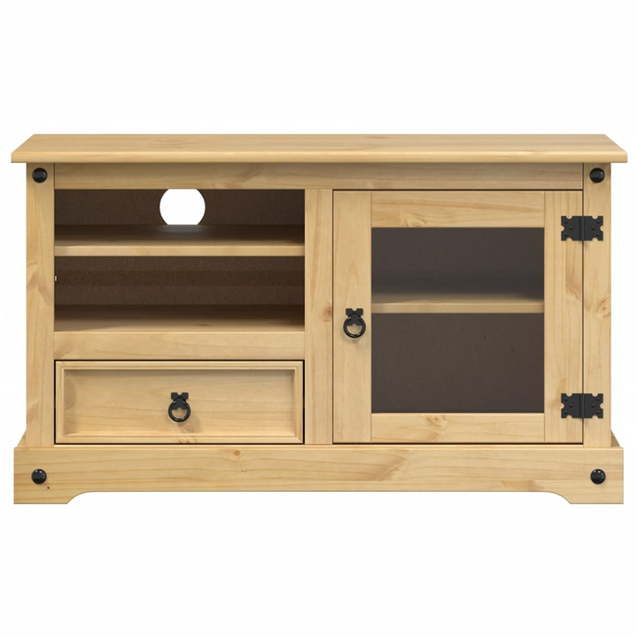 CORONA Solid Wood Pine TV Cabinet - Rustic Media Console with Storage Drawers & Shelves, 100x45x58 cm - Premium  from Home Treasures - Just £162.99! Shop now at Home Treasures