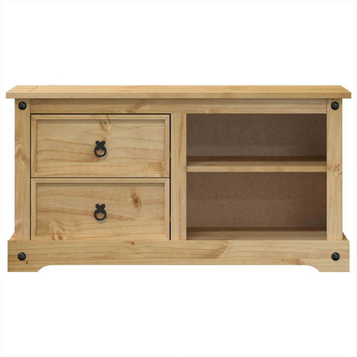 CORONA TV Cabinet - Rustic Honey Finish, Solid Pine Wood TV Stand with Ample Storage, 100x40x52 cm - Premium  from Home Treasures - Just £126.99! Shop now at Home Treasures