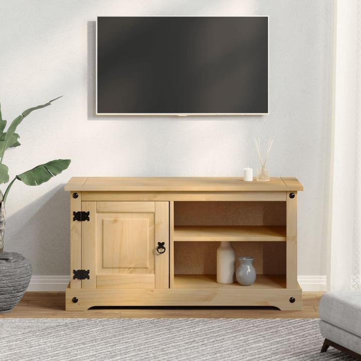 CORONA Solid Wood Pine TV Cabinet - 100x37x52 cm | Ample Storage & Rustic Design - Premium  from Home Treasures - Just £106.99! Shop now at Home Treasures