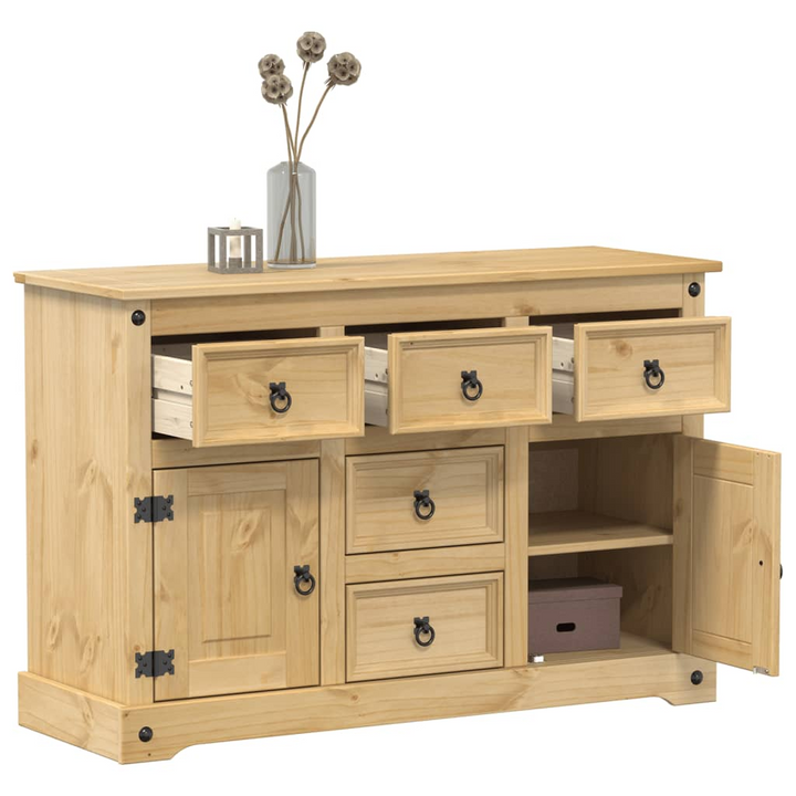 CORONA Solid Wood Pine Sideboard – 115x40x76 cm with Metal Handles | Stylish Storage Solution - Premium  from Home Treasures - Just £247.99! Shop now at Home Treasures