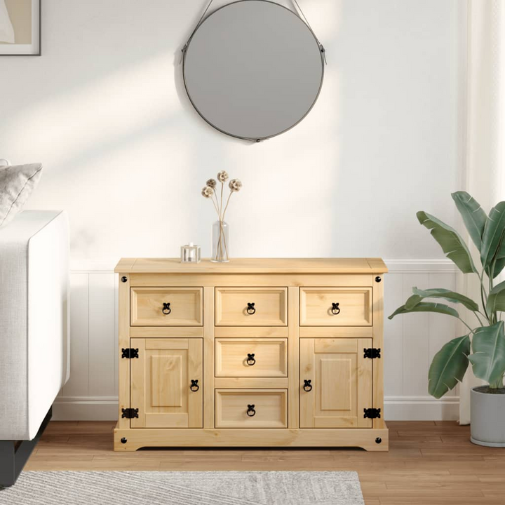 CORONA Solid Wood Pine Sideboard – 115x40x76 cm with Metal Handles | Stylish Storage Solution - Premium  from Home Treasures - Just £247.99! Shop now at Home Treasures