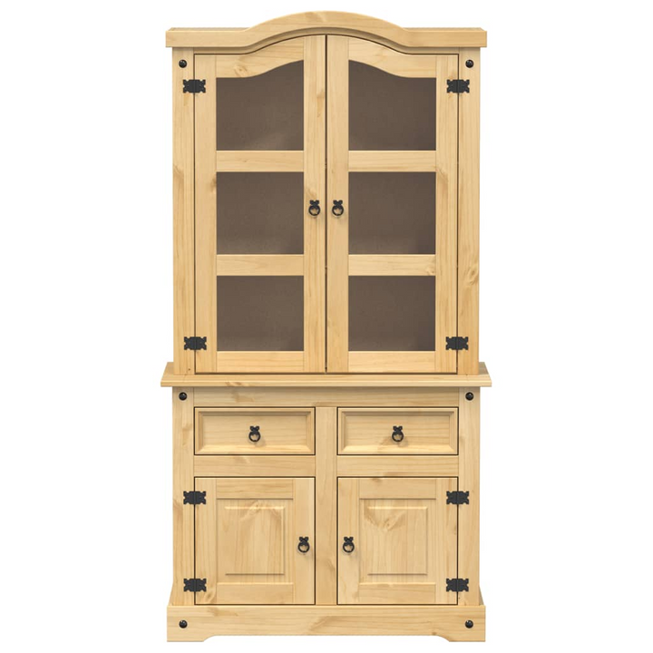 CORONA Rustic Pine Wood Glass Display Cabinet - 100x48.5x179 cm - Premium  from Home Treasures - Just £403.99! Shop now at Home Treasures