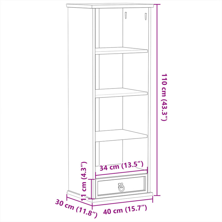 CORONA Solid Pine Wood CD Cabinet (40x30x110 cm) - Stylish & Functional Storage Solution - Premium  from Home Treasures - Just £85.99! Shop now at Home Treasures