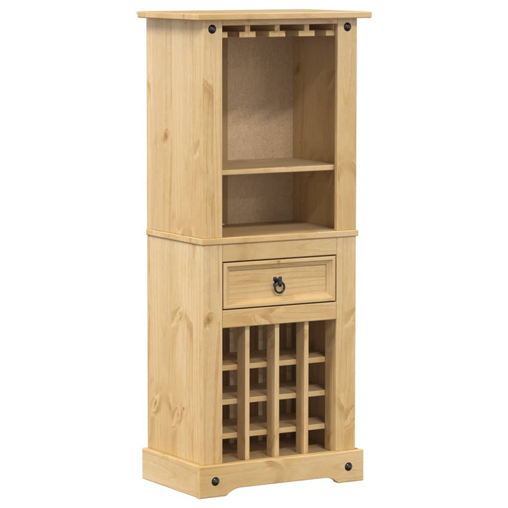 CORONA Solid Pine Wood Wine Rack | Rustic Wine Cabinet with Drawer & Shelves - 56x35x120 cm | Elegant Wine Storage Solution - Premium  from Home Treasures - Just £149.99! Shop now at Home Treasures